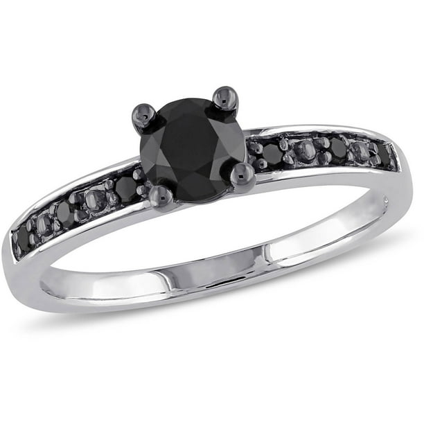Sterling Silver 1/3 CT Black Diamond & 4/5 CT TGW Morganite Ring Sterling Silver 1/3 CT Black Diamond & 4/5 CT TGW Morganite Ring